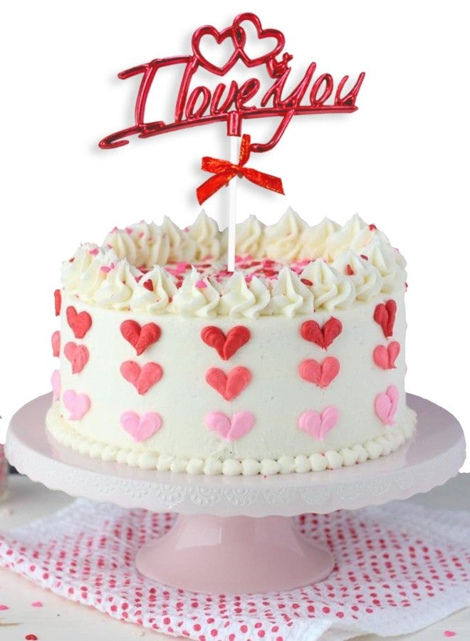 AMFIN زينة كعكة الحب من AMFIN للخطوبة، عيد الحب، ذكرى الزواج، حفلات أعياد الميلاد، إكسسوارات تزيين الكيك - أحمر - Image 1